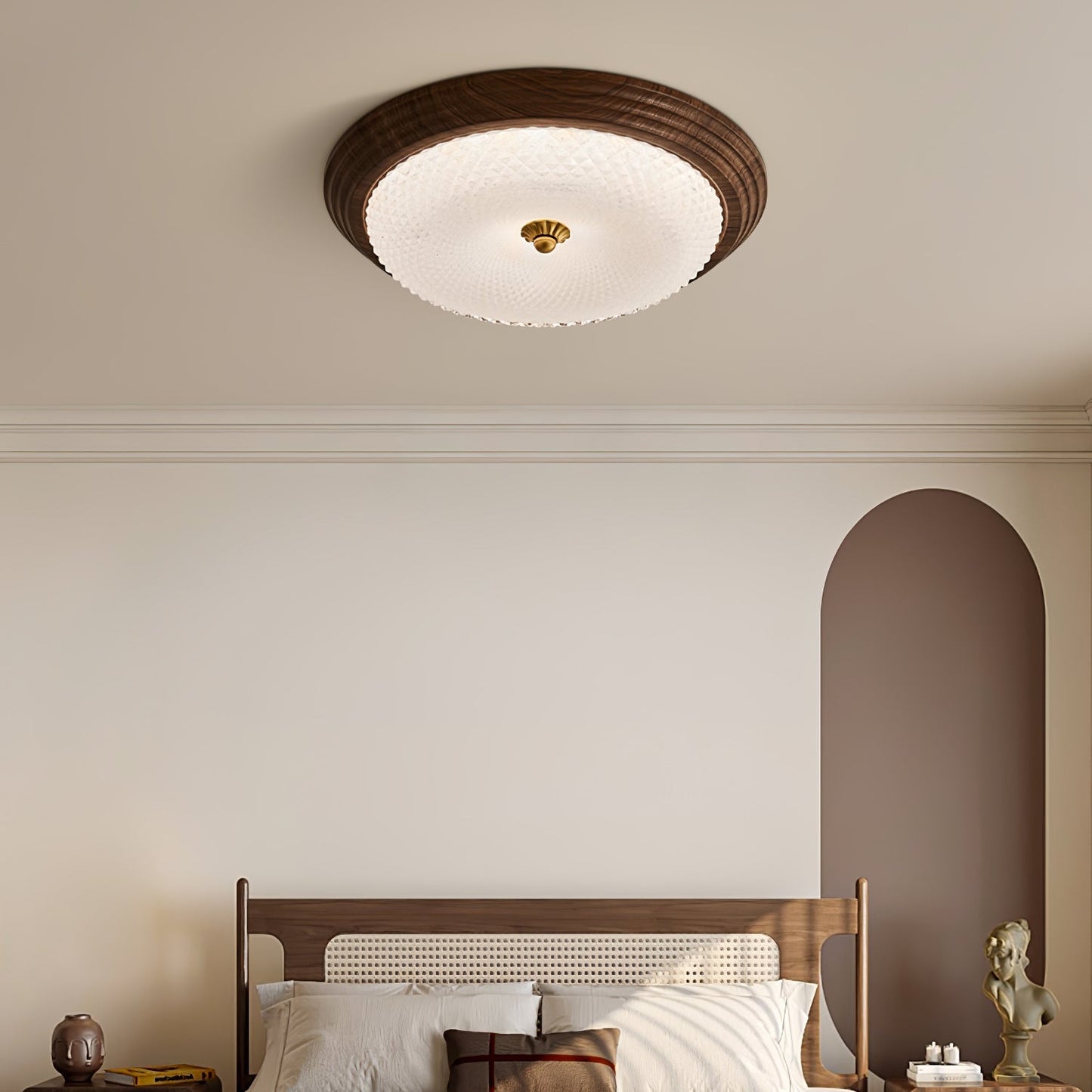Moderne Strakke Plafondlamp met Houten Touch