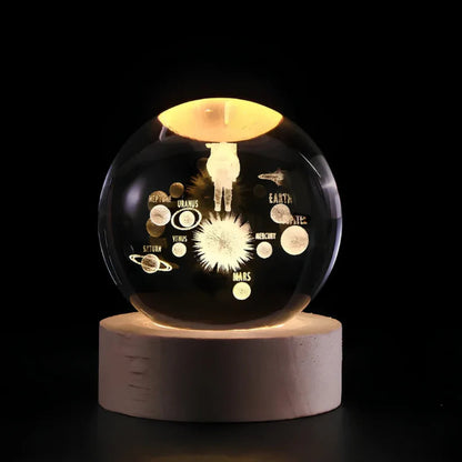 Kristallen Bol Lamp 3D Gravure LED Sfeerverlichting Hout