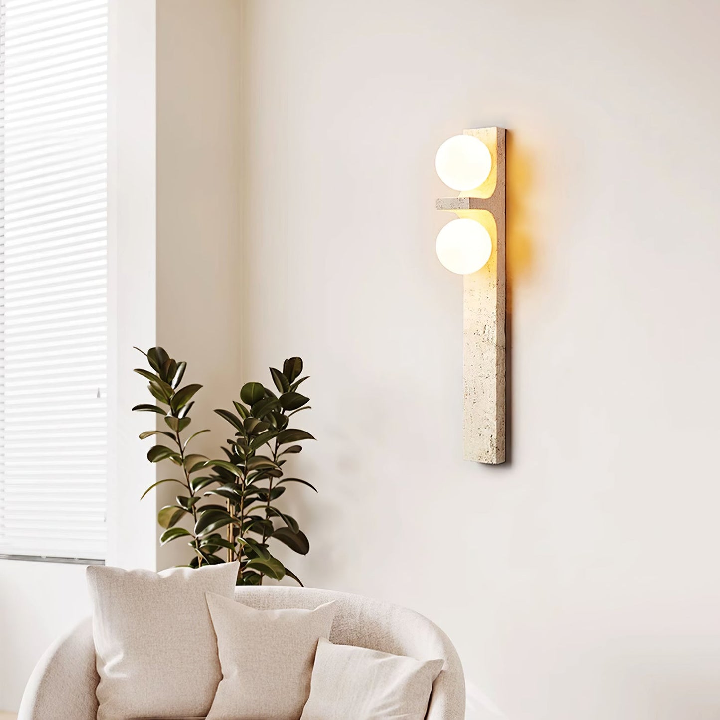 Moderne Asymmetrische Travertin Wandlamp