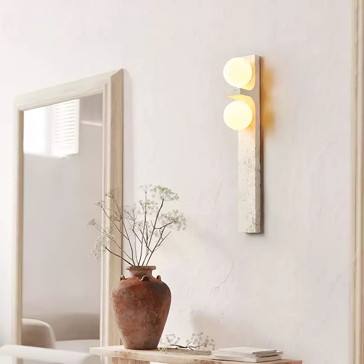 Moderne Asymmetrische Travertin Wandlamp