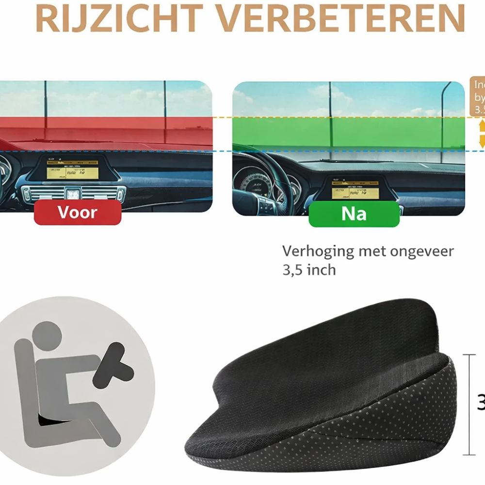 Autostoel Kussen Ergonomisch Traagschuim Zitverhoger