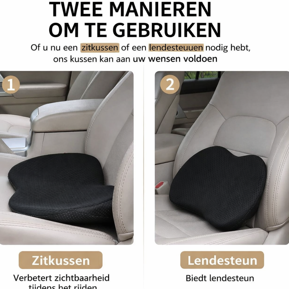 Autostoel Kussen Ergonomisch Traagschuim Zitverhoger