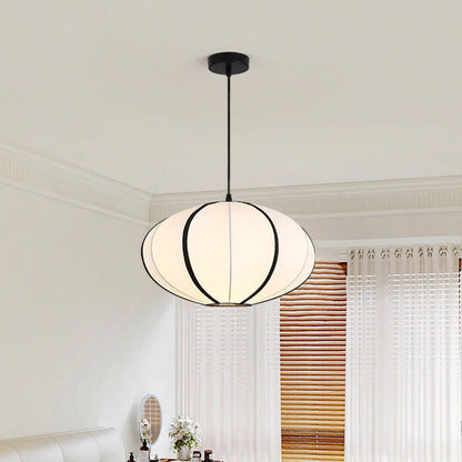 Traditionele Japanse Satijn & Metalen Ovale Hanglamp