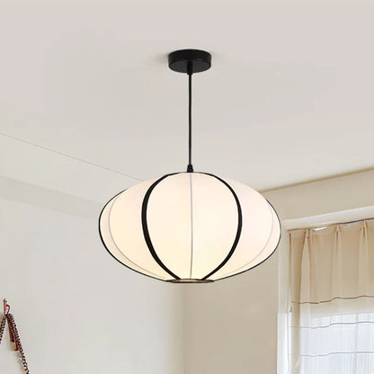 Traditionele Japanse Satijn & Metalen Ovale Hanglamp