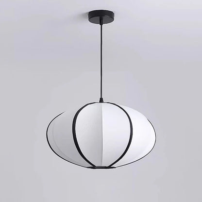 Traditionele Japanse Satijn & Metalen Ovale Hanglamp