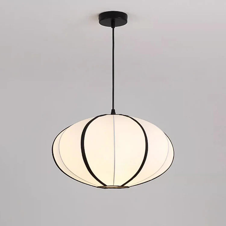 Traditionele Japanse Satijn & Metalen Ovale Hanglamp