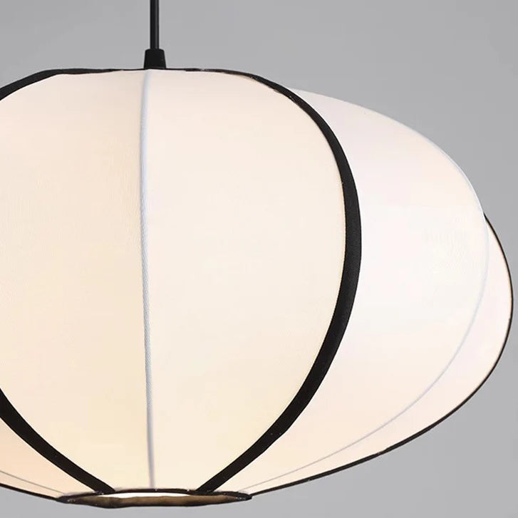 Traditionele Japanse Satijn & Metalen Ovale Hanglamp