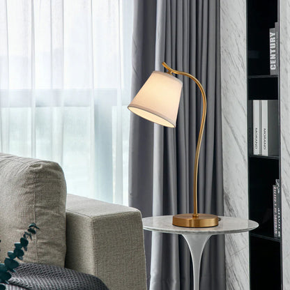 Minimalistische Messing & Stoffen Ronde Tafellamp