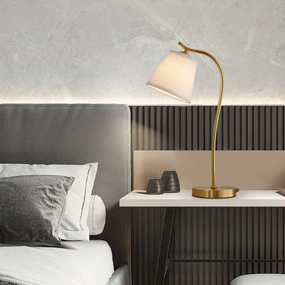 Minimalistische Messing & Stoffen Ronde Tafellamp