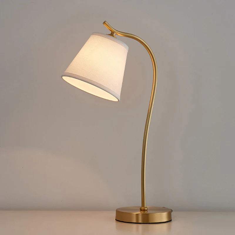 Minimalistische Messing & Stoffen Ronde Tafellamp