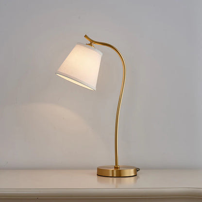 Minimalistische Messing & Stoffen Ronde Tafellamp