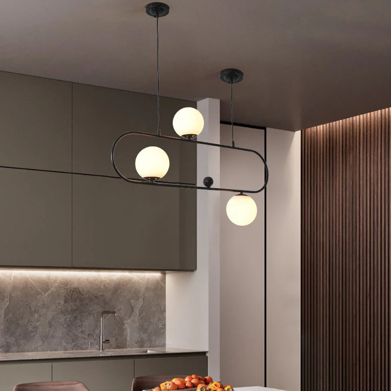 Minimalistische Ovale Glazen Kroonluchter met 3/4 Lichtpunten