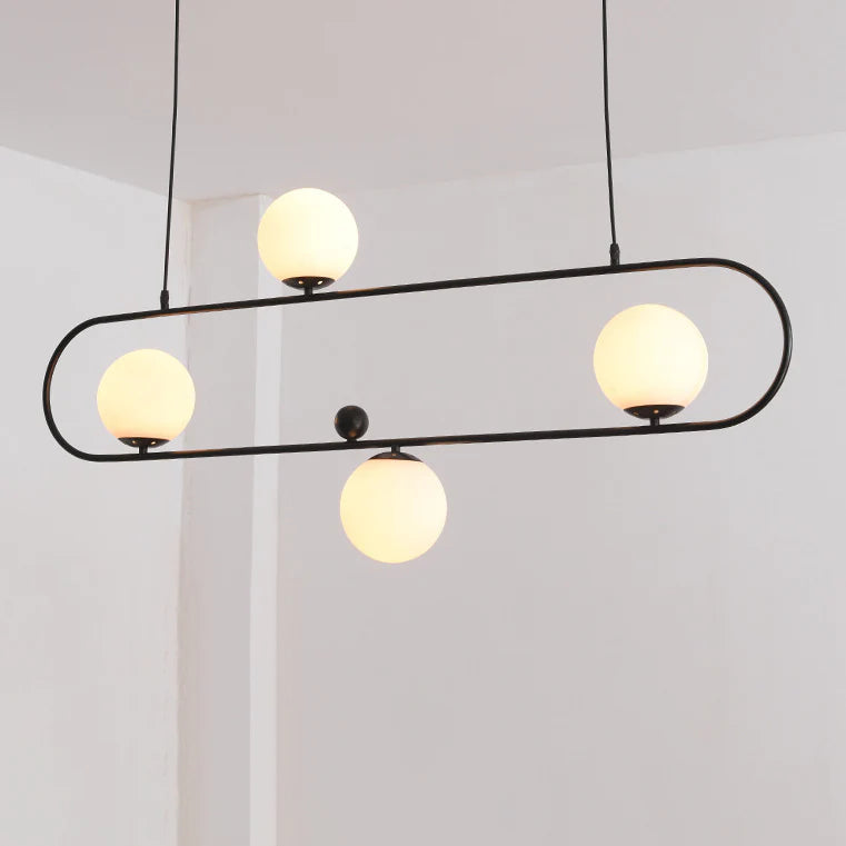 Minimalistische Ovale Glazen Kroonluchter met 3/4 Lichtpunten
