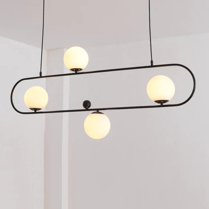 Minimalistische Ovale Glazen Kroonluchter met 3/4 Lichtpunten