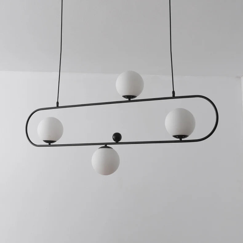 Minimalistische Ovale Glazen Kroonluchter met 3/4 Lichtpunten