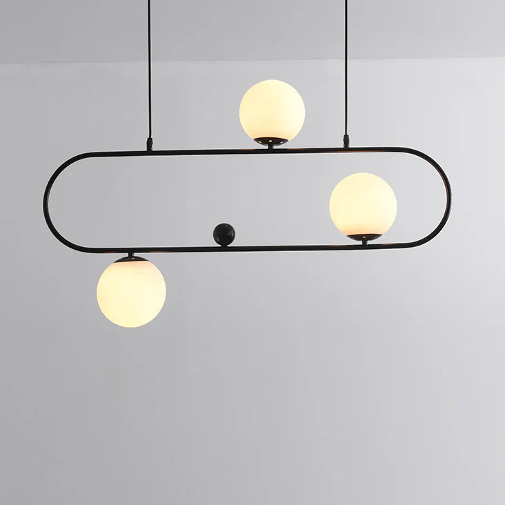 Minimalistische Ovale Glazen Kroonluchter met 3/4 Lichtpunten