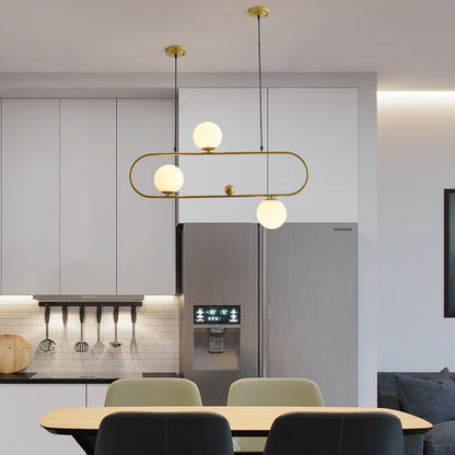 Minimalistische Ovale Glazen Kroonluchter met 3/4 Lichtpunten