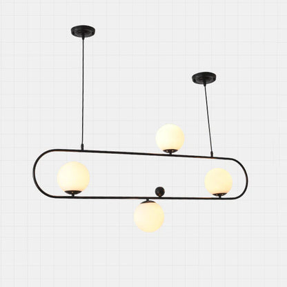 Minimalistische Ovale Glazen Kroonluchter met 3/4 Lichtpunten