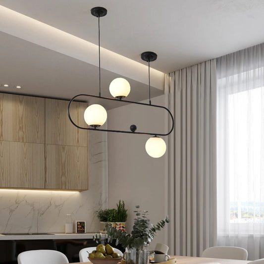 Minimalistische Ovale Glazen Kroonluchter met 3/4 Lichtpunten