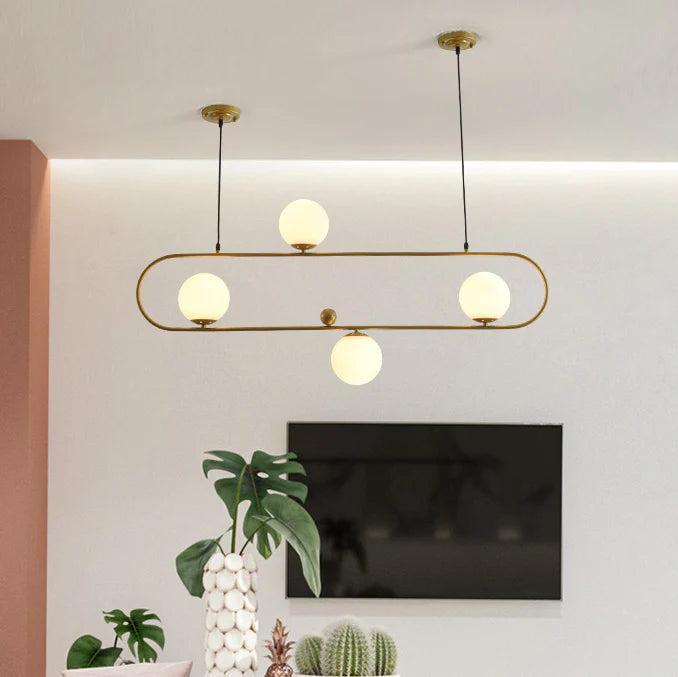 Minimalistische Ovale Glazen Kroonluchter met 3/4 Lichtpunten