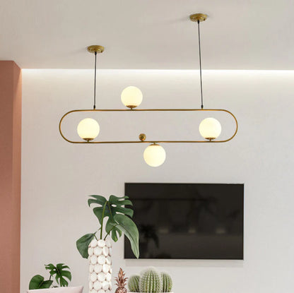 Minimalistische Ovale Glazen Kroonluchter met 3/4 Lichtpunten