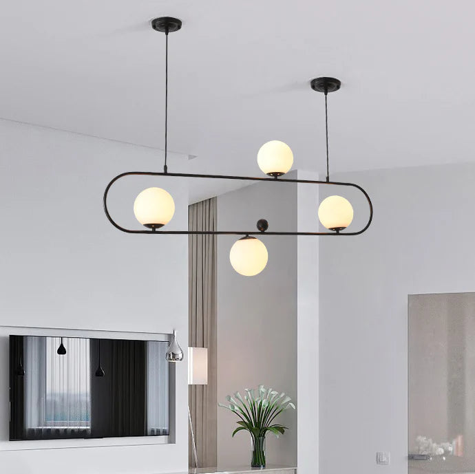 Minimalistische Ovale Glazen Kroonluchter met 3/4 Lichtpunten