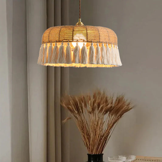 Bohemien Handgeweven Touw Hanglamp met Kwastjes
