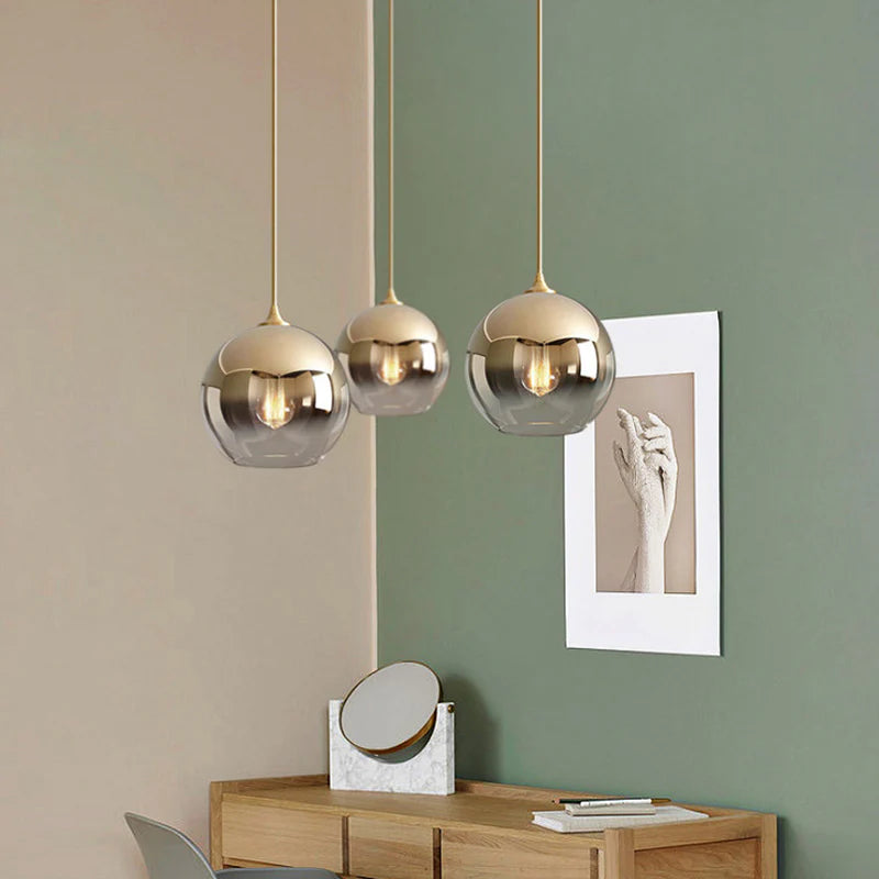 Glazen Hanglamp met Metallic Ombre Afwerking