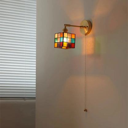 Traditionele Glas-in-Lood Rubiks Kubus Wandlamp
