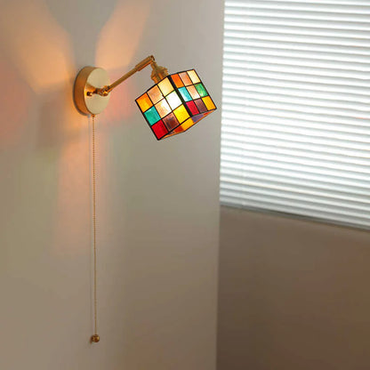 Traditionele Glas-in-Lood Rubiks Kubus Wandlamp