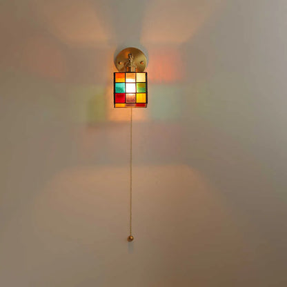 Traditionele Glas-in-Lood Rubiks Kubus Wandlamp