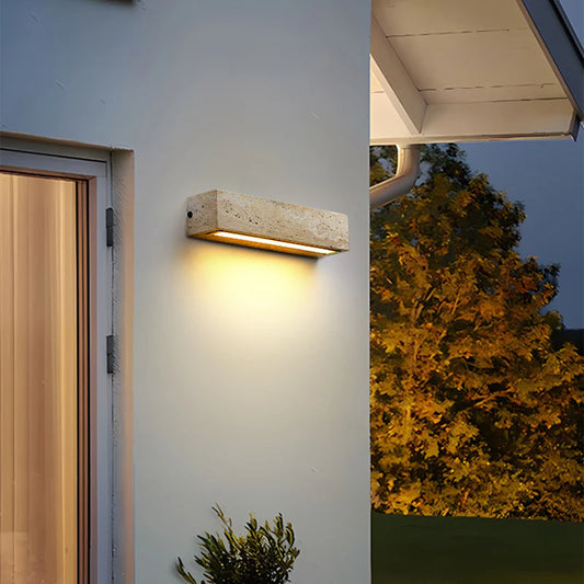 Retro Rechthoekig Waterdichte Travertin LED Wandlamp