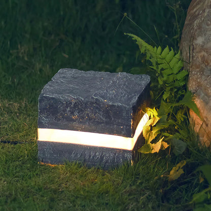 Solar Stone Stripe Cube Waterdichte LED Buitenlamp