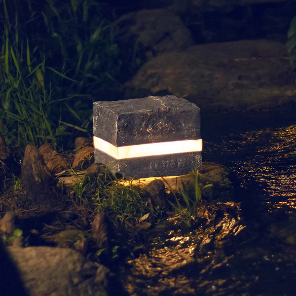 Solar Stone Stripe Cube Waterdichte LED Buitenlamp