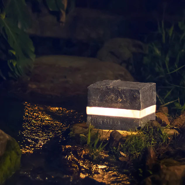 Solar Stone Stripe Cube Waterdichte LED Buitenlamp