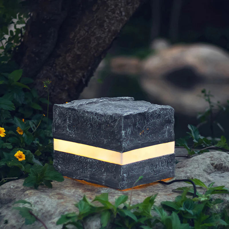 Solar Stone Stripe Cube Waterdichte LED Buitenlamp
