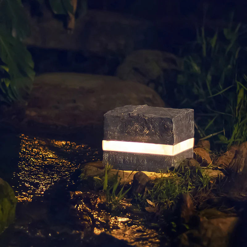 Solar Stone Stripe Cube Waterdichte LED Buitenlamp