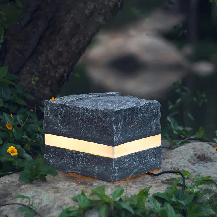 Solar Stone Stripe Cube Waterdichte LED Buitenlamp