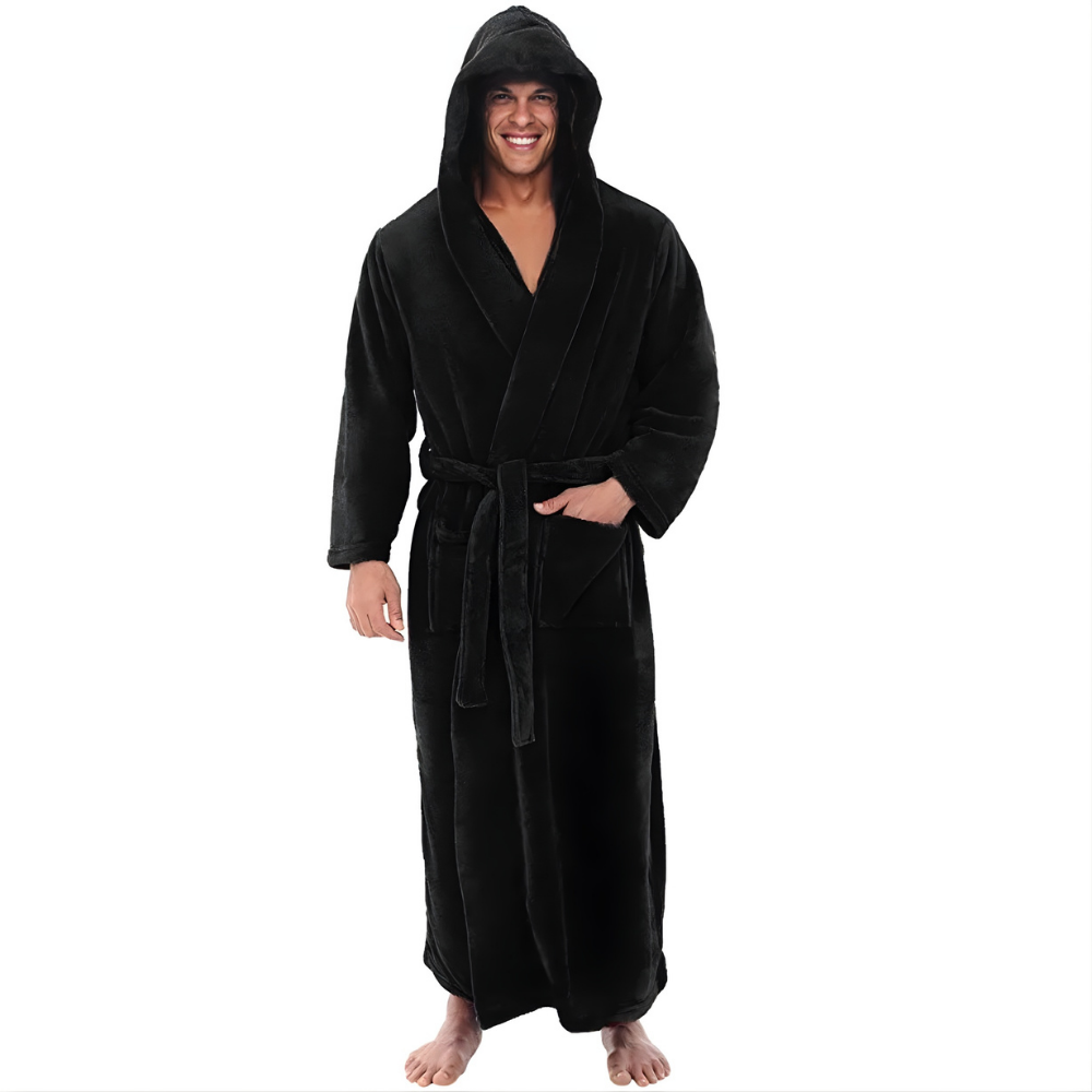 Badjas Heren Capuchon Pluche Lange Badjas Warm Comfort