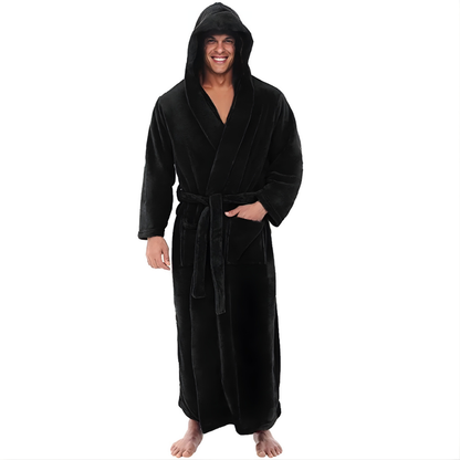 Badjas Heren Capuchon Pluche Lange Badjas Warm Comfort