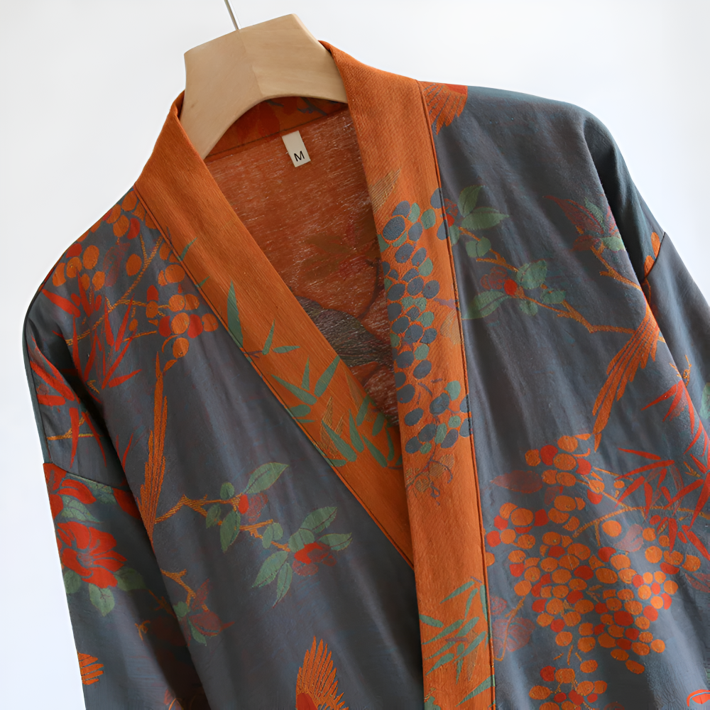 Badjas Katoen Vintage Jacquard Ademend Wafelmodel