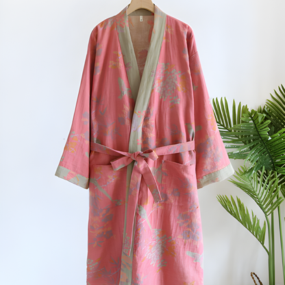 Badjas Katoen Vintage Jacquard Ademend Wafelmodel