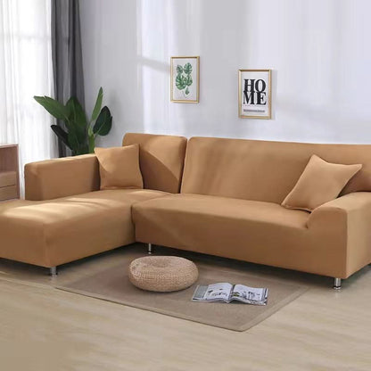 Bankhoes Hoekbank Stretch Fluweel Antislip Beschermhoes