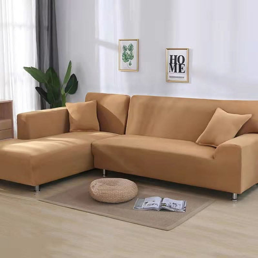 Bankhoes Hoekbank Stretch Fluweel Antislip Beschermhoes