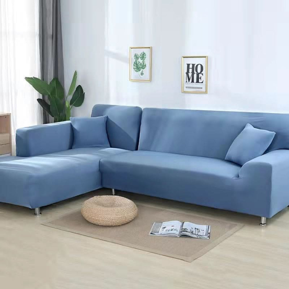 Bankhoes Hoekbank Stretch Fluweel Antislip Beschermhoes