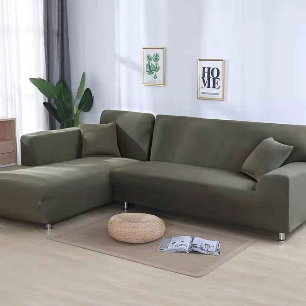 Bankhoes Hoekbank Stretch Fluweel Antislip Beschermhoes
