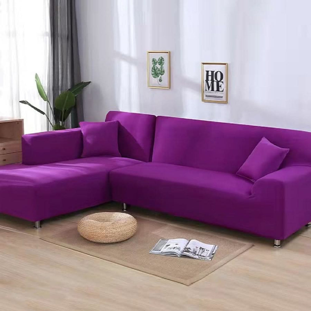 Bankhoes Hoekbank Stretch Fluweel Antislip Beschermhoes