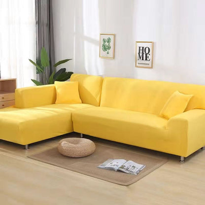 Bankhoes Hoekbank Stretch Fluweel Antislip Beschermhoes