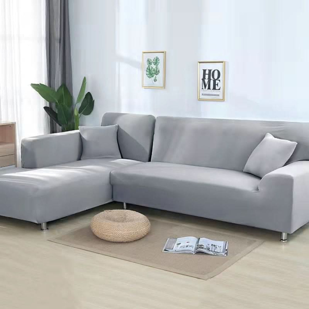 Bankhoes Hoekbank Stretch Fluweel Antislip Beschermhoes