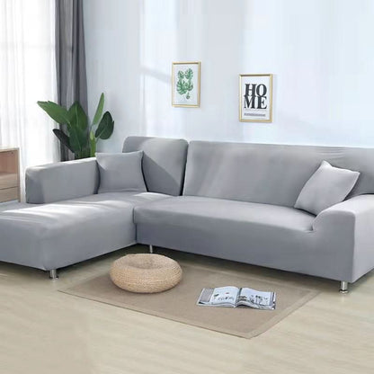 Bankhoes Hoekbank Stretch Fluweel Antislip Beschermhoes